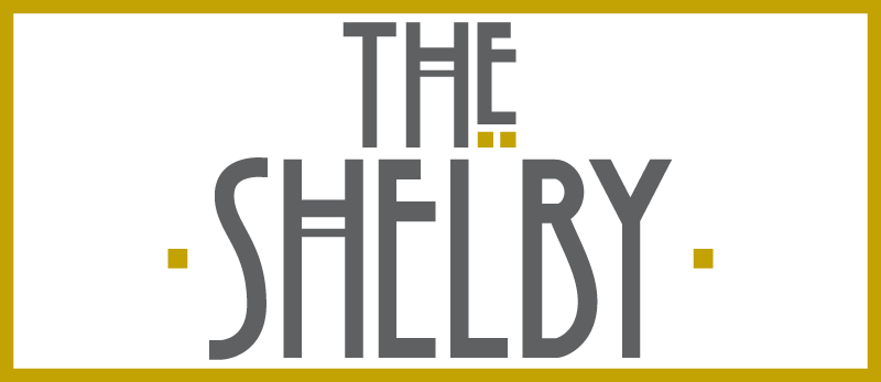 The image displays the text "THE SHELBY" in a large, bold font.