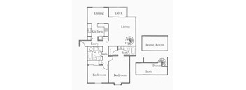 A floor plan of a house with a bonus room and a loft.