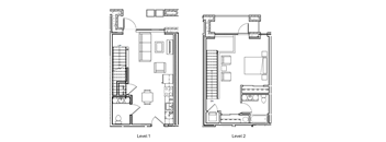 A black and white image of a floor plan for a two-story building.