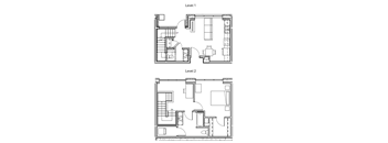 Two floor plans for a building with Level 1 and Level 2.