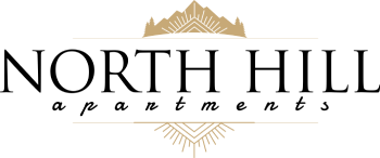 The image is a logo for North Hill Apartments.