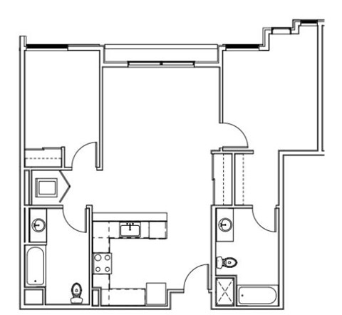 A black and white image of a floor plan for a house.