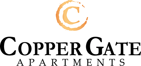 The image is a logo for Copper Gate Apartments.