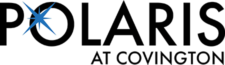 A black and white logo with the word Polaris at the top and Covington at the bottom.