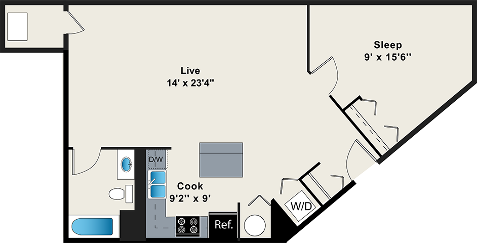 One Bedroom Apartment at 2000 N Milwaukee