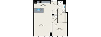 A floor plan shows a living area of 19" x 14"2" and a sleeping area of 10"6" x 11"8".