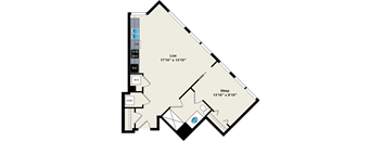 A floor plan of a house with a live room, a sleep room, a W/D, and a HVAC system.