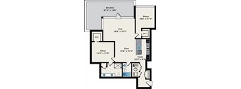 A floor plan of a house with labeled rooms and dimensions.
