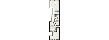 A floor plan of a house with a live/dine area, two live/sleep areas, and a sleep area.
