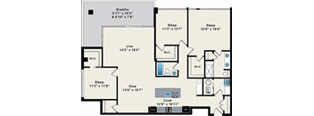 A floor plan of a house with labeled rooms and dimensions.