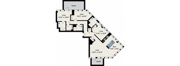 A floor plan of a house with labeled rooms and dimensions.