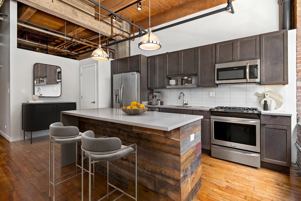Modern Loft Kitchen t the Lofts at Gin Alley, Chicago, IL 60607