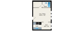 Studio - Medium Floorplan at Reside at 823
