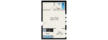Studio - Medium Floorplan at Reside at 823