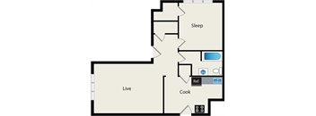 One Bedroom Floor Plan at Reside on Irving Park