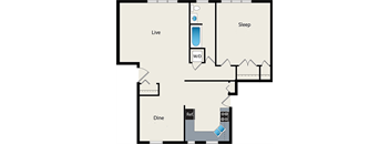 One Bedroom Floor Plan at Reside on Irving Park