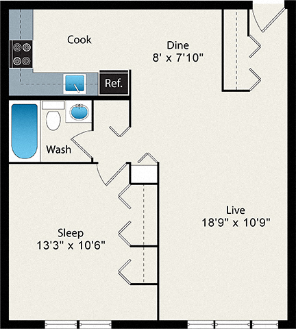 1-Bedroom Medium Floor Plan
