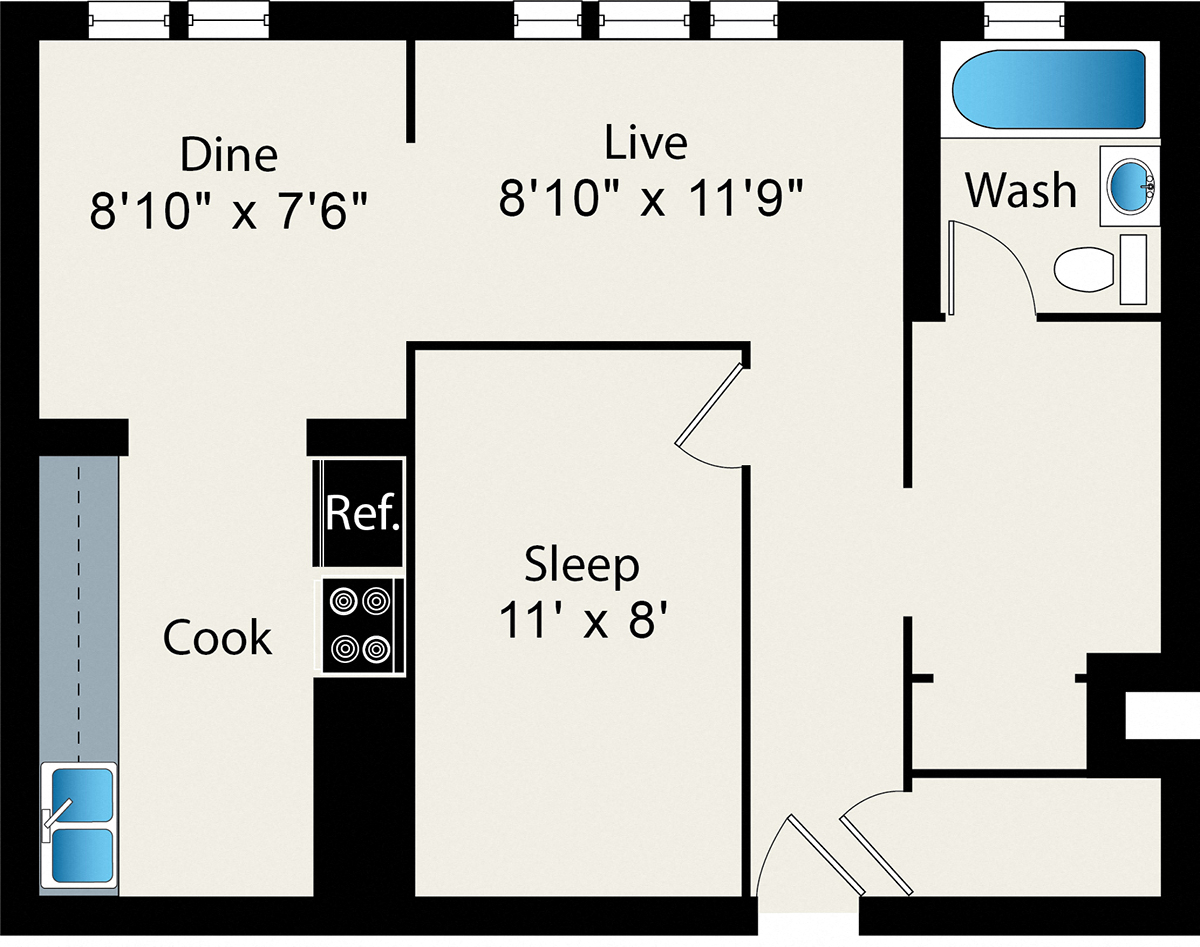 One Bedroom Floor Plan