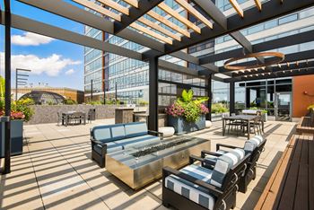 Firepit on Roof Deck in River West Apartments