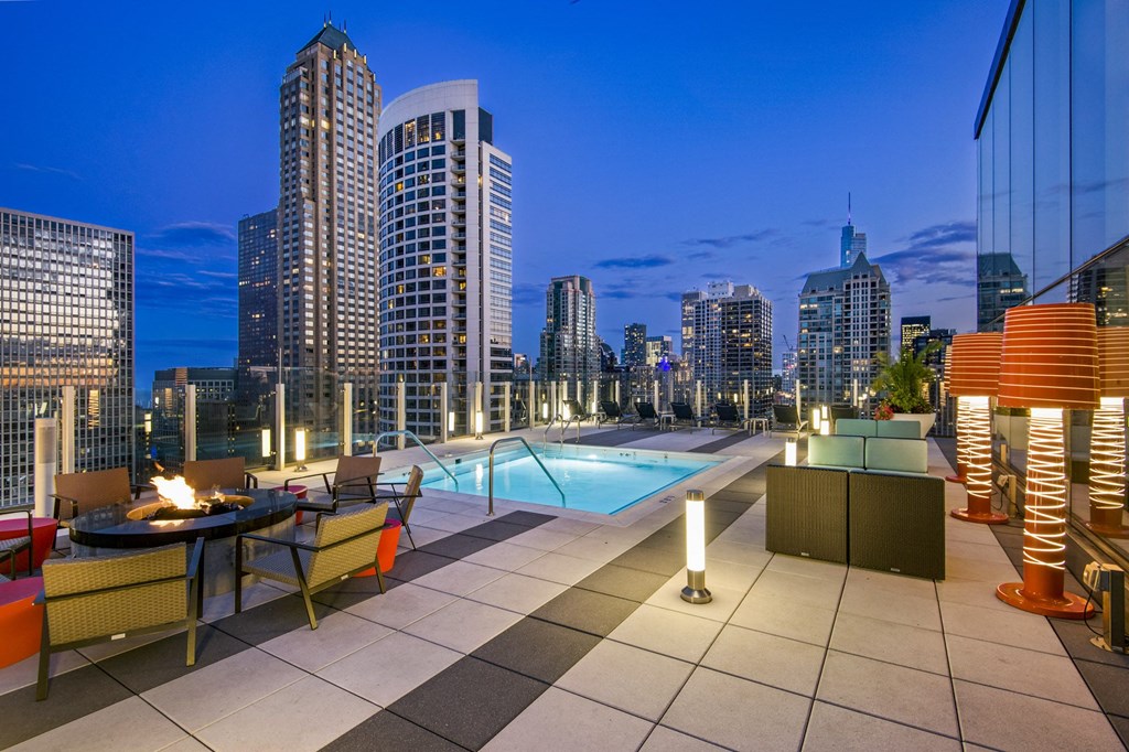 Nighttime Views State and Chestnut Apartments 60610