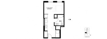 Studio Floorplan at Gild Apartments in Gold Coast Chicago