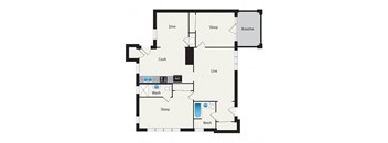 two bedroom floor plan at reside on irving park