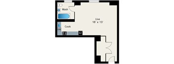 Studio Floor plan at The Belmont by Reside Apartments, Chicago, 60657-4830