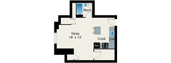 1 Bed 1 Bath Floor plan at The Belmont by Reside Apartments, Chicago, Illinois