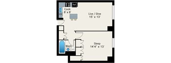 1 Bed 1 Bath Floor plan at The Belmont by Reside Apartments, Illinois, 60657-4830