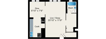 Studio FloorPlan at Reside on Surf Apartments, Chicago, 60657-6450