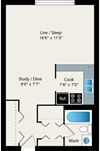 Studio 1 Bath Floorplan Studio 1 Bath Floorplan at Reside 707 Apartments, Chicago, 60613-3223
