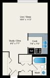 Studio 1 Bath Floorplan Studio 1 Bath Floorplan at Reside 707 Apartments, Illinois, 60613-3223