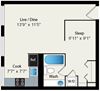 1 Bed 1 Bath Floor plan 1 Bed 1 Bath Floor plan at Park Lincoln by Reside, 2470 N Clark St, Chicago
