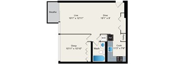 1 Bed 1 Bath Floor plan at Park Lincoln by Reside, Chicago, IL
