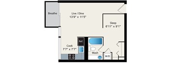 1 Bed 1 Bath Floor plan at Park Lincoln by Reside, Chicago, 60614-2746