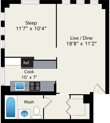 1 Bedroom Floor Plan