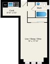 Studio Floor plan Reside on Clarendon