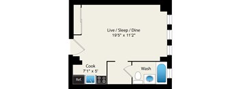 Studio  Floor plan Reside on Clarendon