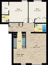 two-bedroom floor plan at reside on morse