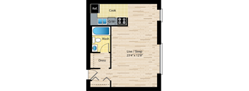 studio floor plan at reside on morse