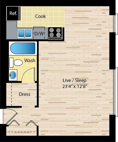 studio floor plan at reside on morse