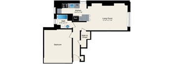 1 bedroom floor plan at Reside at Belmont Harbor