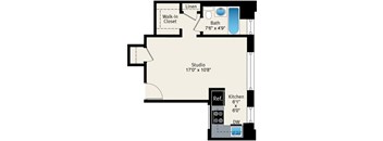 Studio floor plan at Reside at Belmont Harbor