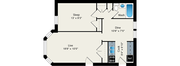 1 bedroom floorplan