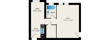 Studio Floor Plan at Reside at 849