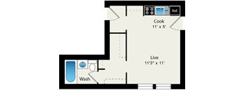 Studio Floor plan at Reside at 849
