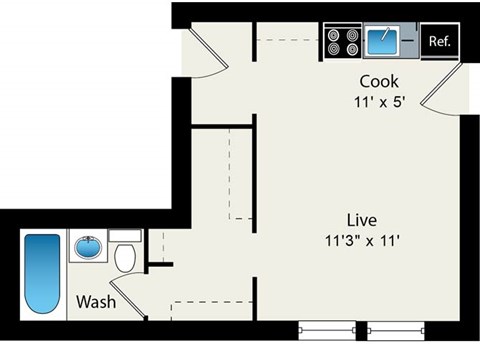 Studio Floor plan at Reside at 849