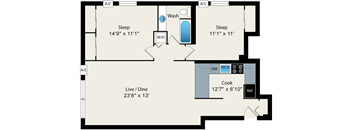 two bedroom floor plan at reside on north park