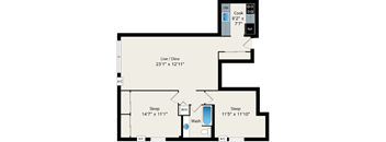 two bedroom floor plan at reside on north park