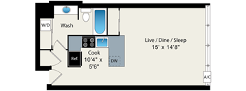 studio floor plan at reside on north park